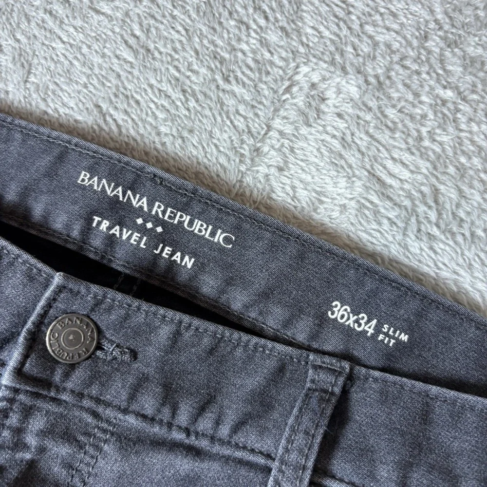 Banana Republic Travel Jean Men 36x34 (Fits 36x32)‎ Gray Slim Stretch